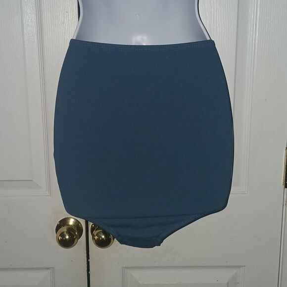 Summer Mae 2 pc Ruffle Ribbed Maternity Swimsuit Pine Green Sz 10 NWT - Picture 5 of 13